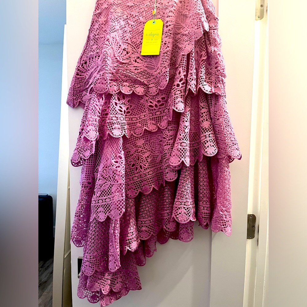 FARM RIO MAUVE PINK EYELET SKIRT